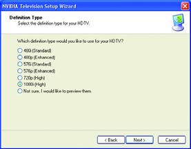 Select the Run television setup wizard (Note) item in the Video & Television page.