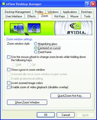 nview Zoom properties This tab provides dynamic zoom functionality