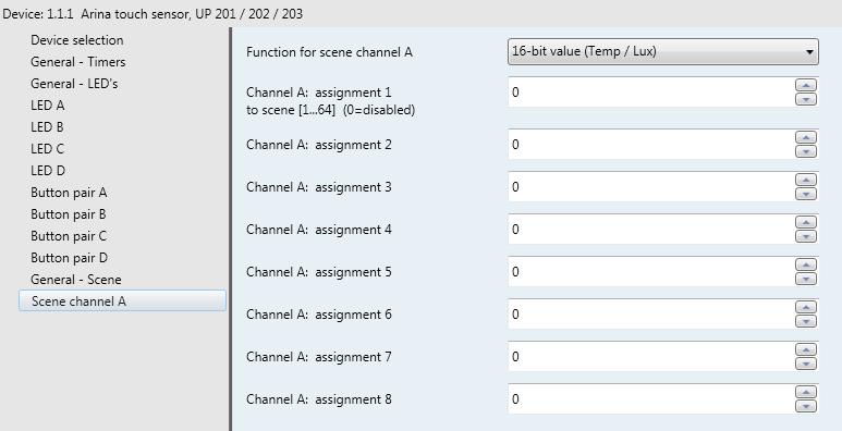 Setting scene channels Space for notes Note The parameter window for configuration of scene channel A is identical with the parameter windows for scene channels B, C, D, E, F, G and H.