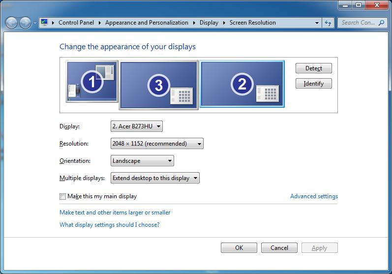 11 Option Video Setup Description Open Windows screen resolution settings.