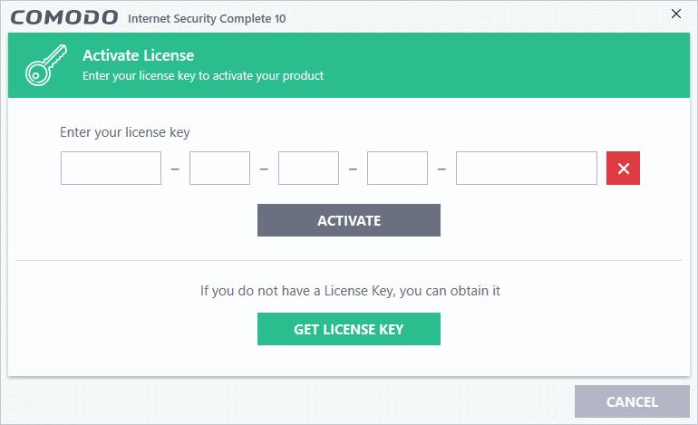 Click 'Get License Key' to visit the ordering pages at https://secure.comodo.com/home/purchase.php? afl=comodo&rs=7&pid=9&cid=rkjemuzenjmzqum4rdldnde4mzbdqjc1ndlenuizrky&lid=& Select your CIS Package.