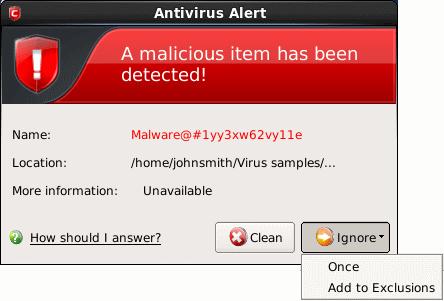 Answering an Antivirus Alert Alerts are generated whenever a virus or malware tries to be copied to or run on your system.