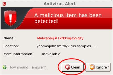 You can take one of the following steps to answer the Antivirus alert.
