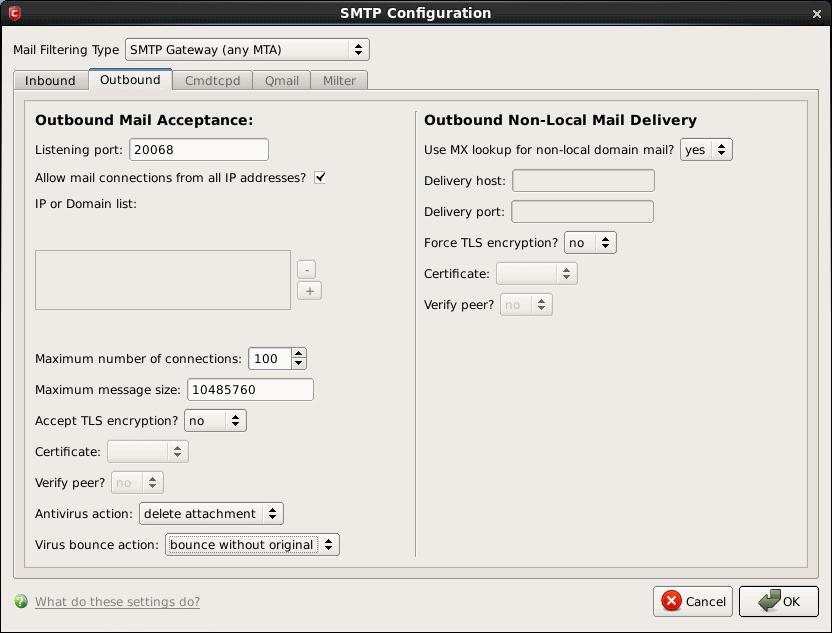 Listening Port - Specify the listening port of the Comodo Mail Gateway's MTA.