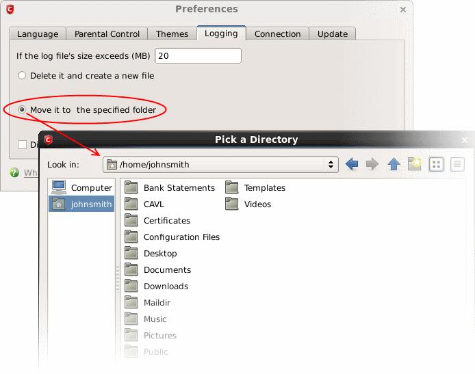 The selected folder path will appear beside 'Move it to'.