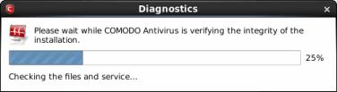 4.3.Diagnostics Comodo Antivirus has it's own integrity checker. This checker scans your system to make sure that the application is installed correctly.
