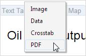 Export Views You can export the view as an Image or PDF. Alternatively, you can export the data as a Crosstab or a comma separated value file (Data).