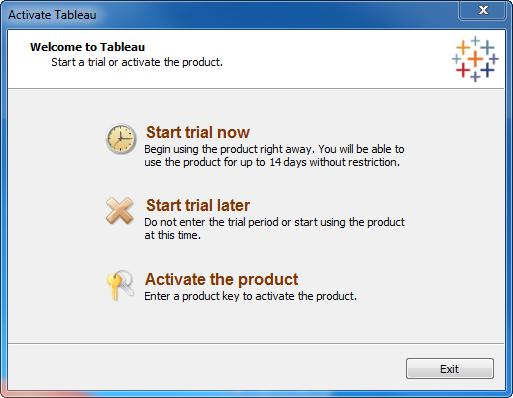 you need to activate the product on a computer that is offline, see Activate Tableau Offline below. 1. Select Activate and paste in your product key: 2.