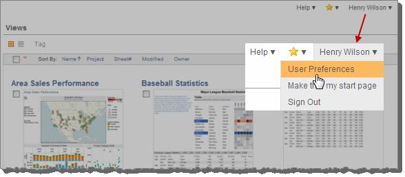 Your User Preferences Page The options on your User Preferences page affect your Tableau Server web sessions.