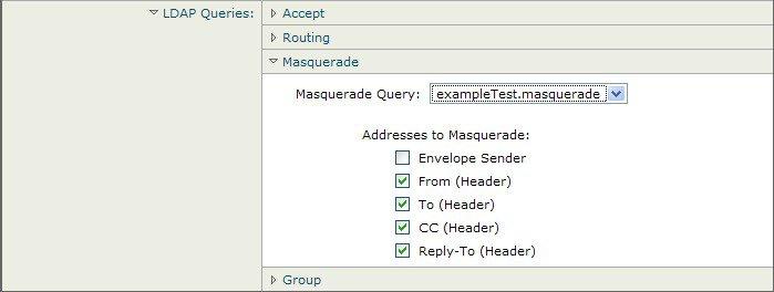 Enhanced Support for Microsoft Exchange 5.5 Enabling on a Private Listener In this example, the private listener OutboundMail is updated to use LDAP queries for masquerading.