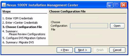 The Choose Configuration File screen opens.