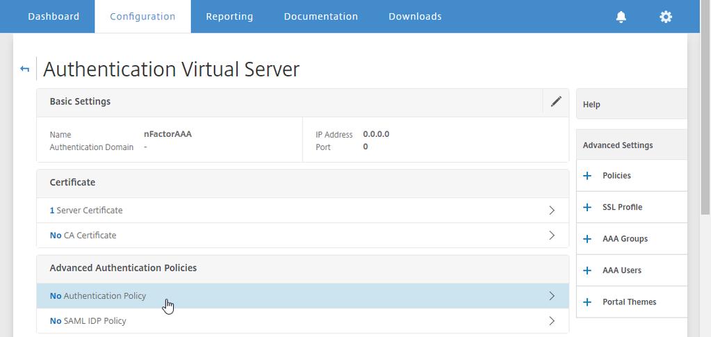 Servers and click to edit your AAA virtual server. 2.