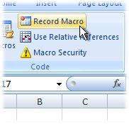 9) or click the Developer tab and click the Record Macro button in the Code section (Fig. 10). Fig. 9 Recording a macro from the View tab. Fig. 10 Recording a macro from the Developer tab.