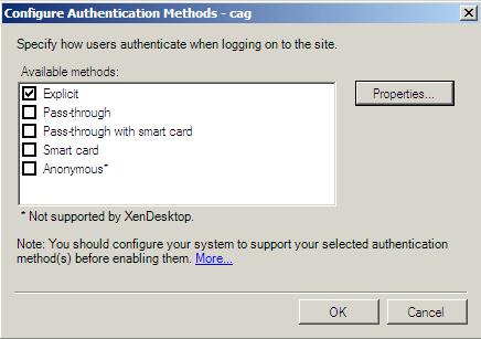 Configuring a Basic Logon Point for XenApp/XenDesktop Finally, for the website configuration, we will configure the authentication type. This we will set as Explicit.