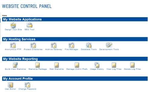 Website Control Panel Overview The Website Control Panel is a web based portal which you use to manage your new Website Assistance Hosting account.