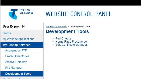 Development Tools You have three advanced development tools available here.