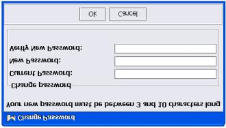 Changing Password The current password can be changed by selecting File then Change Password from the menu, to display the window shown (see fig. 74).