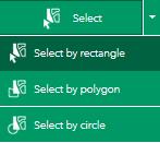 Click Zoom to button Select Layers by circle, rectangle, or polygon Choose the Select button in the upper left-hand corner of the map.