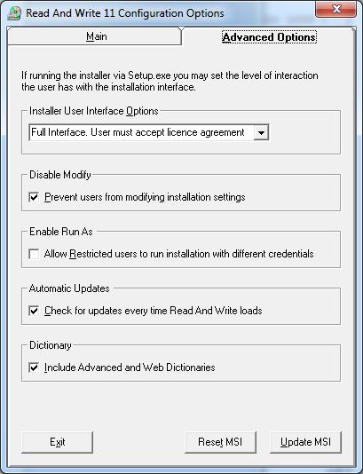 Optional Advanced Settings The MSI Admin Tool also comes with some advanced options which may be used to give you further control over the installation process.