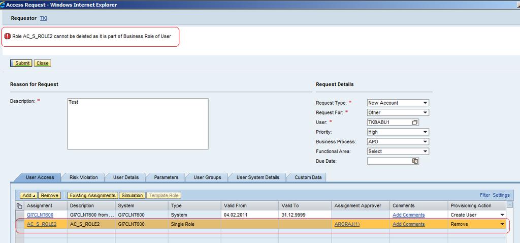 1.20 Access Request Business Role The Access Request Business Role parameters control how business roles are processed during access request creation.