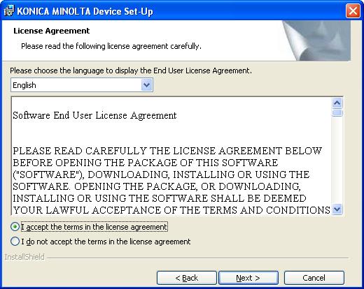 accept the terms in the license agreement] and then click [Next].