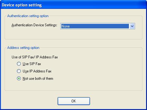 6 When a device is selected that requires option setting, specify option setting and click [OK].