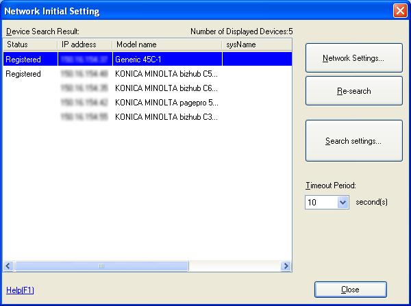 Other Functions 5 3 Select devices from the list for which to configure network default settings, and click [Network Settings].