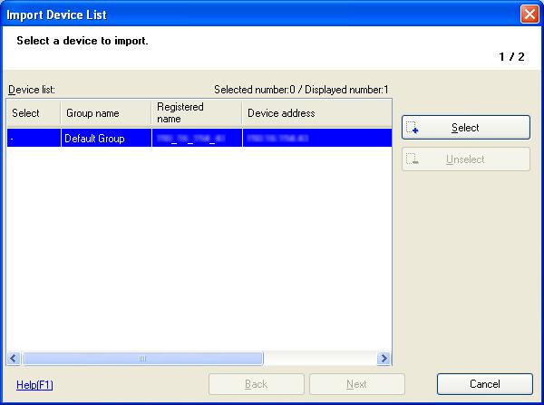 2 Select [Device list] - [Import] from the [File] menu. 3 Select the file to import and click [Open].