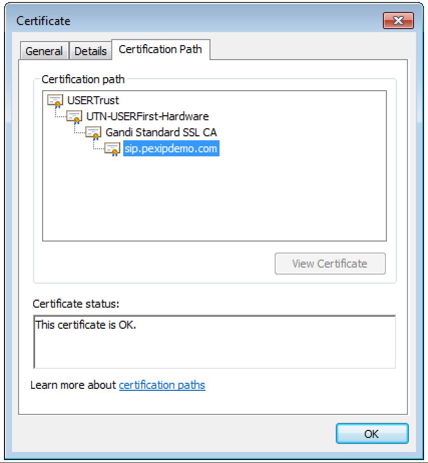 Certificate creation and requirements In the example below, the certificate for sip.pexipdemo.
