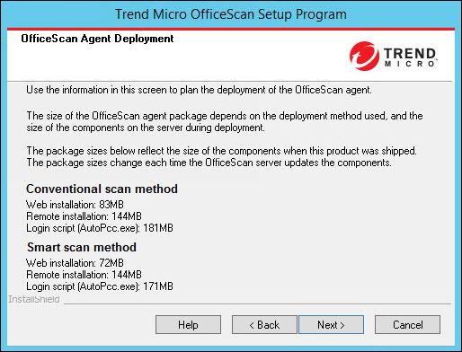OfficeScan XG Installation and Upgrade Guide OfficeScan Agent Deployment Figure 3-41. OfficeScan Agent Deployment screen There are several methods for installing or upgrading OfficeScan agents.