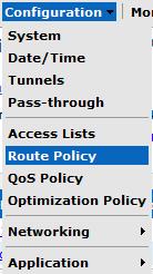 10. Create a Route Policy for SnapMirror. a. Select Configuration->Route Policy b.