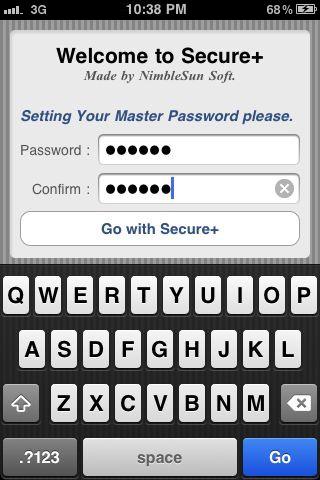 1. First setup & Auto lock functionality 1.1 Setup At first launch you will see master password setup page. (figure 1) Type Master password you want.