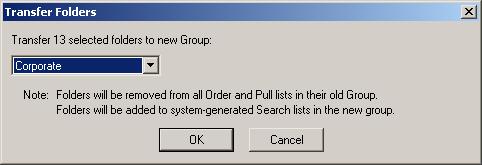 b From the Group list box, select the group that you want to delete. In this example, the group name is Temp. A list of all folders that currently belong to the group appears.