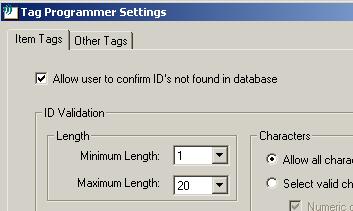 Configuring Tag Programmer settings 1 From the Tools menu, click Tag Programmer Settings.