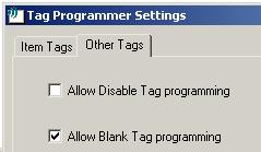 When selected, the Disable Tag option appears as a selection in the Tag Programmer Type dropdown list.