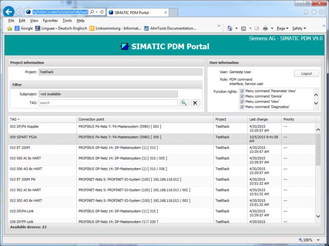 SIMATIC PDM Server option 12.4 Logging on to the SIMATIC PDM Portal 4. Specify your domain, user name and password in the text boxes and confirm the entries.