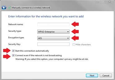 10. Click Manually create a network profile 11. Enter the Network name as: ONU (make sure to capitalize ONU) 12.