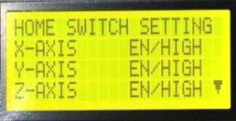 Access the Home switch settings are given next: a. Select and enter in Home Switch Setting function in IO Setting Menu. b. Enable or disable the home switch for an axis as per requirement.