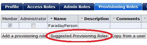 Suggested Provisioning Roles By default, when an CA IdentityMinder environment has an active connection to CA GovernanceMinder, the Provisioning Roles tab includes a Suggested Provisioning Roles