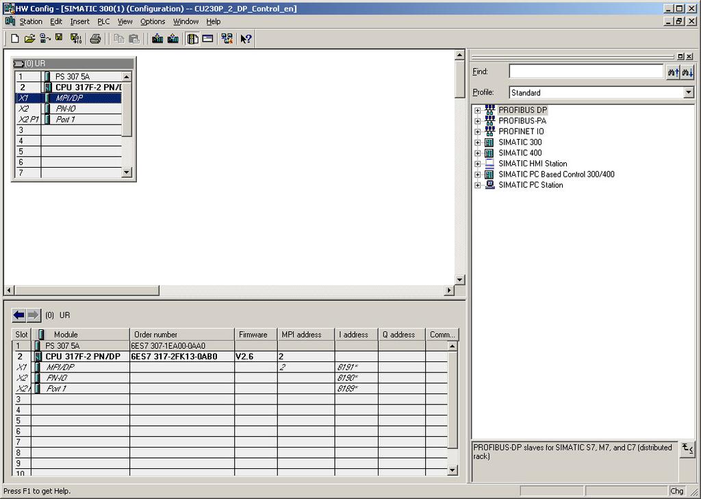 Creating the hardware configuration Result: Double-click Figure 8-3 HW Config after setting-up the SIMATIC hardware 8.