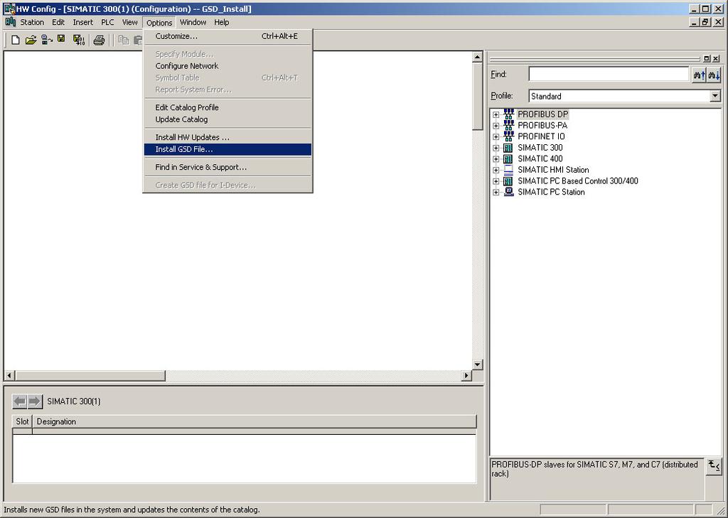 Creating the hardware configuration 8.3 Inserting the SINAMICS G120 Prerequisite PROFIBUS GSD files for SINAMICS G120 V4.