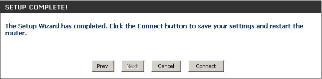 Click Connect to save your settings. Once the router is finished rebooting, click Continue.