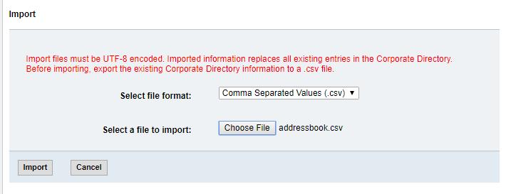 How to Import Corporate Address Book for All User Accounts 1. Click Details in the Admin Panel 2. Click GO TO LEGACY MAIL ADMIN PANEL 3. Click Corporate Directory Manager under Contacts 4.