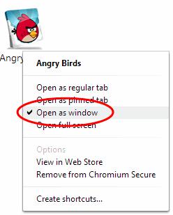 Click 'Create' for the settings to take effect. Comodo Chromium Secure also suggests an ability to open the application in new window. Open a new tab. Select the applications and right-click on it.