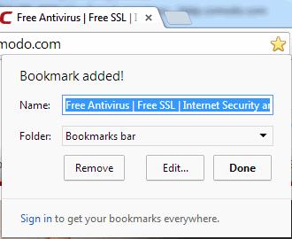 Finding and Editing Bookmarks Managing Bookmarks Importing and Exporting Bookmarks 6.1.Creating Bookmarks Comodo Chromium Secure allows you to create bookmarks in multiple ways.