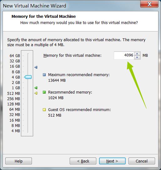 Machine Set the memory for VM