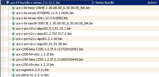 Firmware Bundles Cisco UCS C-Series Rack Server Software Bundle Bundle includes the following firmware images for Rack servers