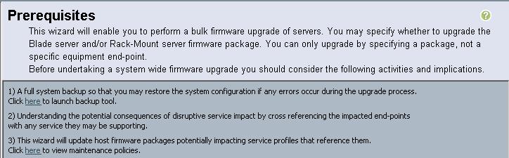 Server Firmware Auto Install For an Existing UCS System FOLLOW the instructions on the last screen Create a Backup of the