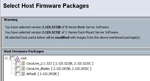 Firmware Auto Install For an Existing UCS System Host firmware updates use existing Host Firmware Package Policies if selected By default Auto Install will