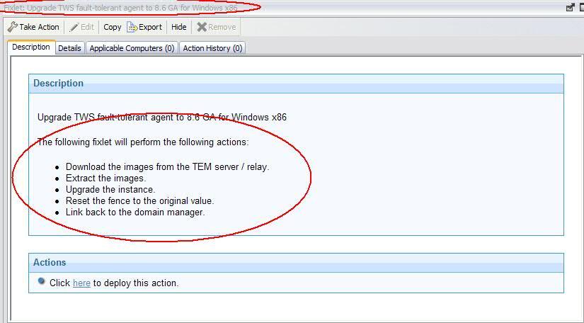v Downloads the images from the IBM Endpoint Manager server or relay. v Extracts the images. v Upgrades the instance. v Resets the fence to the original value. v Links back to the domain manager.